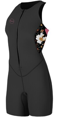 2024 O'Neill Womens Bahia 1.5mm Sleeveless Front Zip Shorty Wetsuit 5614 - Black / BlueMchen